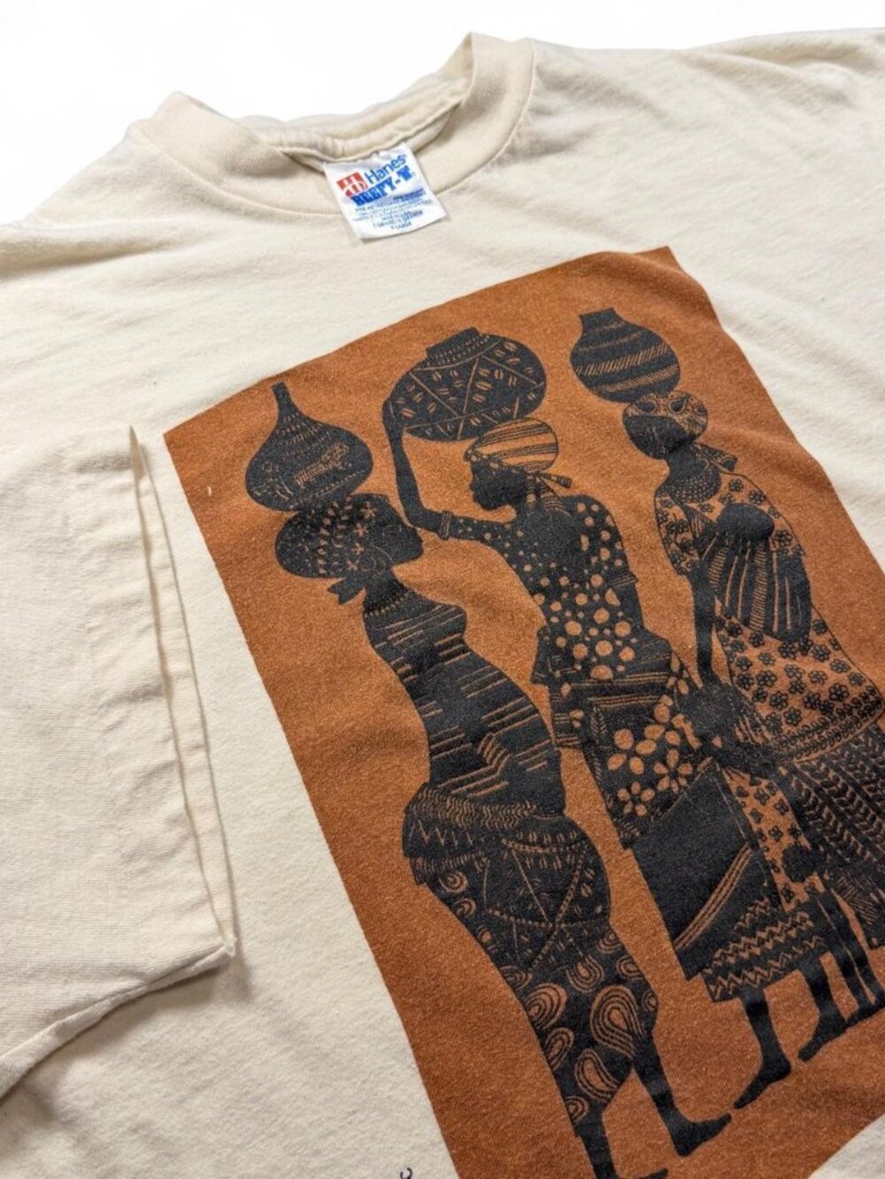 Vintage 80s 90s Hanes African Silhouette Single Stitch Art Tee XL